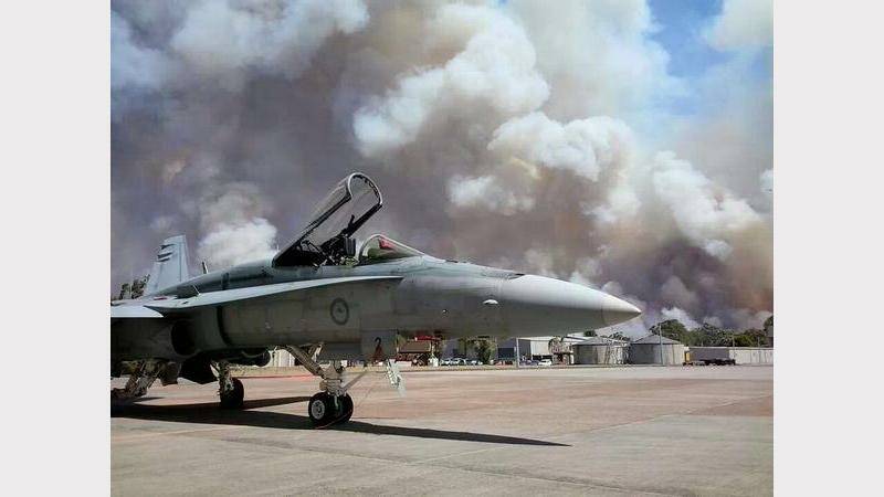 Twitter pic - Smoke at the Williamtown RAAF base by Amanda Douglas. 