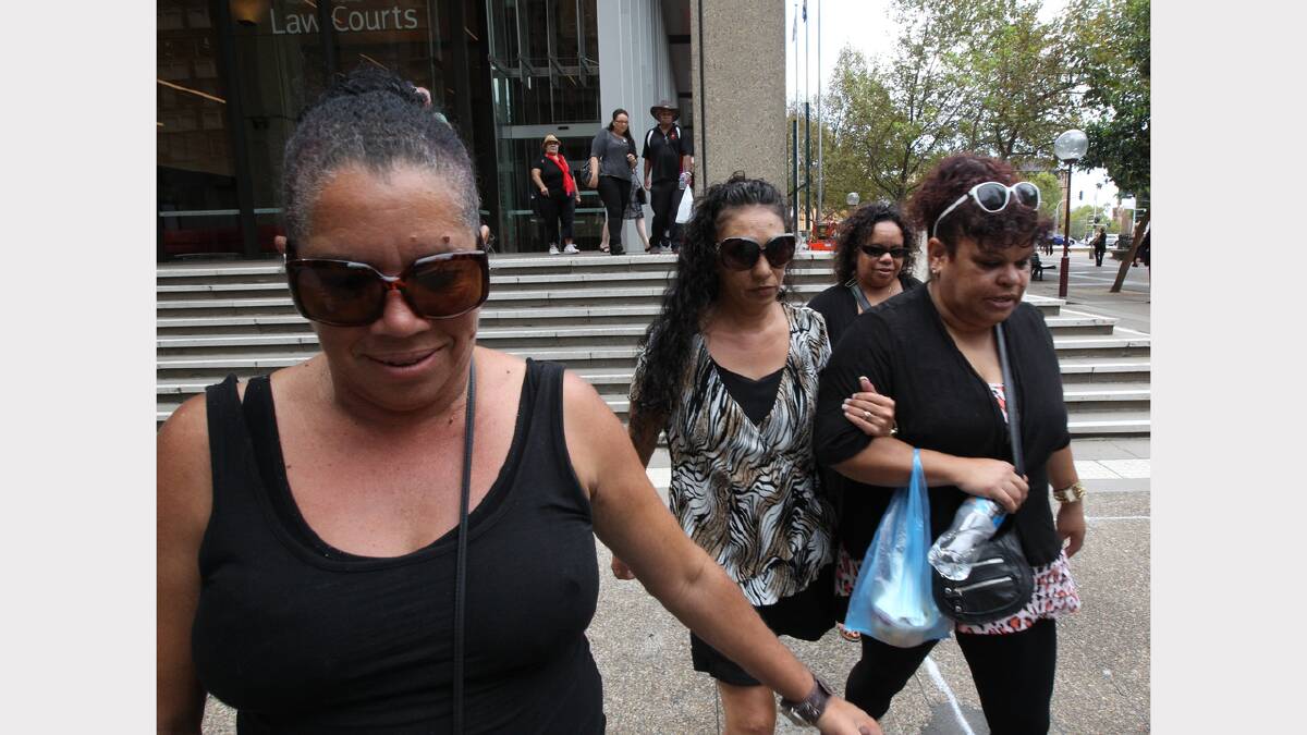 Relations of Kristy Scholes leave court after Naden pleaded guilty on Friday. Photo: Peter Rae.