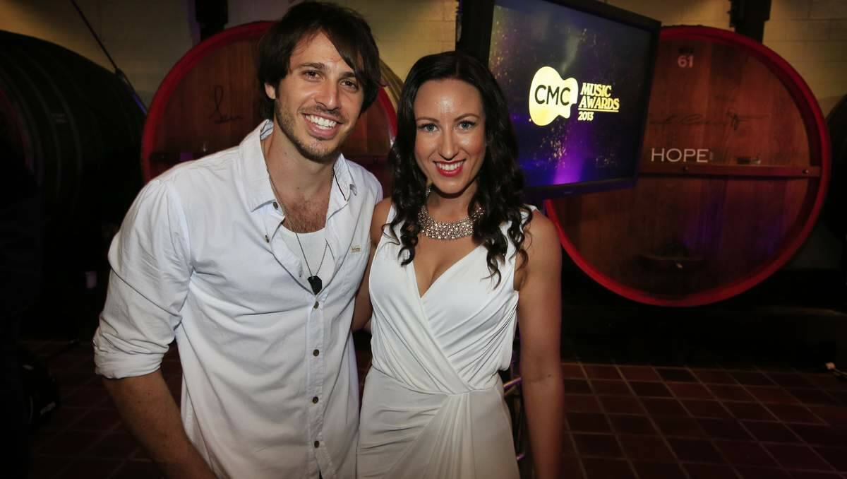 New Oz Artist of the Year: Morgan Evans at the CMC Music awards night with Stef Russin, the CMC Music Director, yesterday.