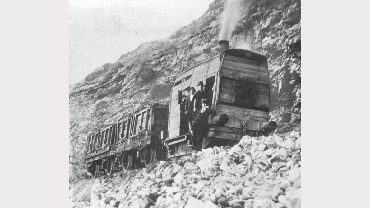 ARCHIVAL REVIVAL 1900s: Photographs from the Newcastle Herald's files. Coffee Pot train with its vertical boiler shown about 1910 near the tunnel through Merewether cliff. 