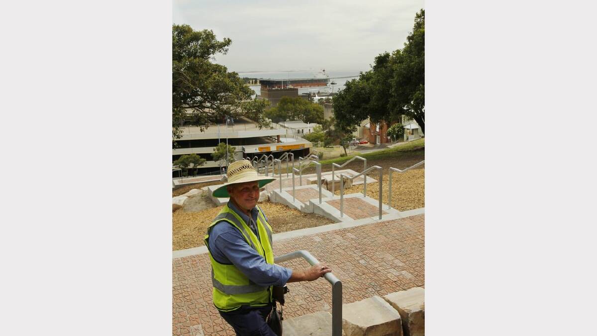 Newcastle City Council project officer Mark Woolley shows the recent works near completion in the Cathedral Park, The Hill.  Picture Darren Pateman