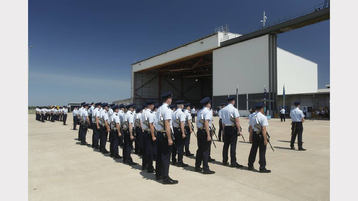 Williamtown RAAF base hosts 70th anniversary of 41, 42 and 44 wings. Officers on parade. Picture Brock Perks