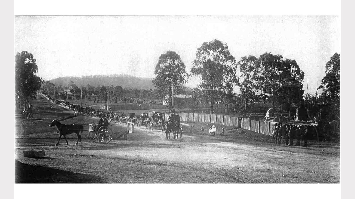ARCHIVAL REVIVAL 1900s: Photographs from the Newcastle Herald's files.Martha Dark's funeral cortege, turning into Queen Street from Grey Street, Clarencetown, on it's way to the Stony Creek Cemetery, Sunday, 17th June, 1906. 