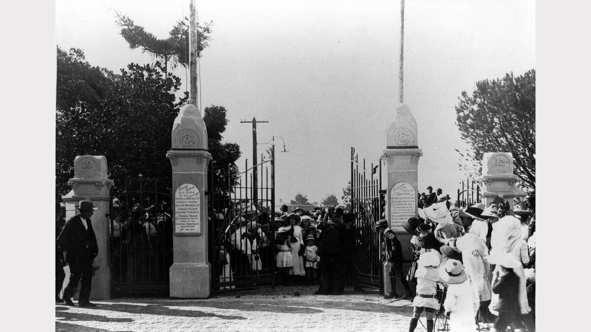 ARCHIVAL REVIVAL 1900s: Photographs from the Newcastle Herald's files. Opening of the gates at Gregson Park, Hamilton, 1912. 