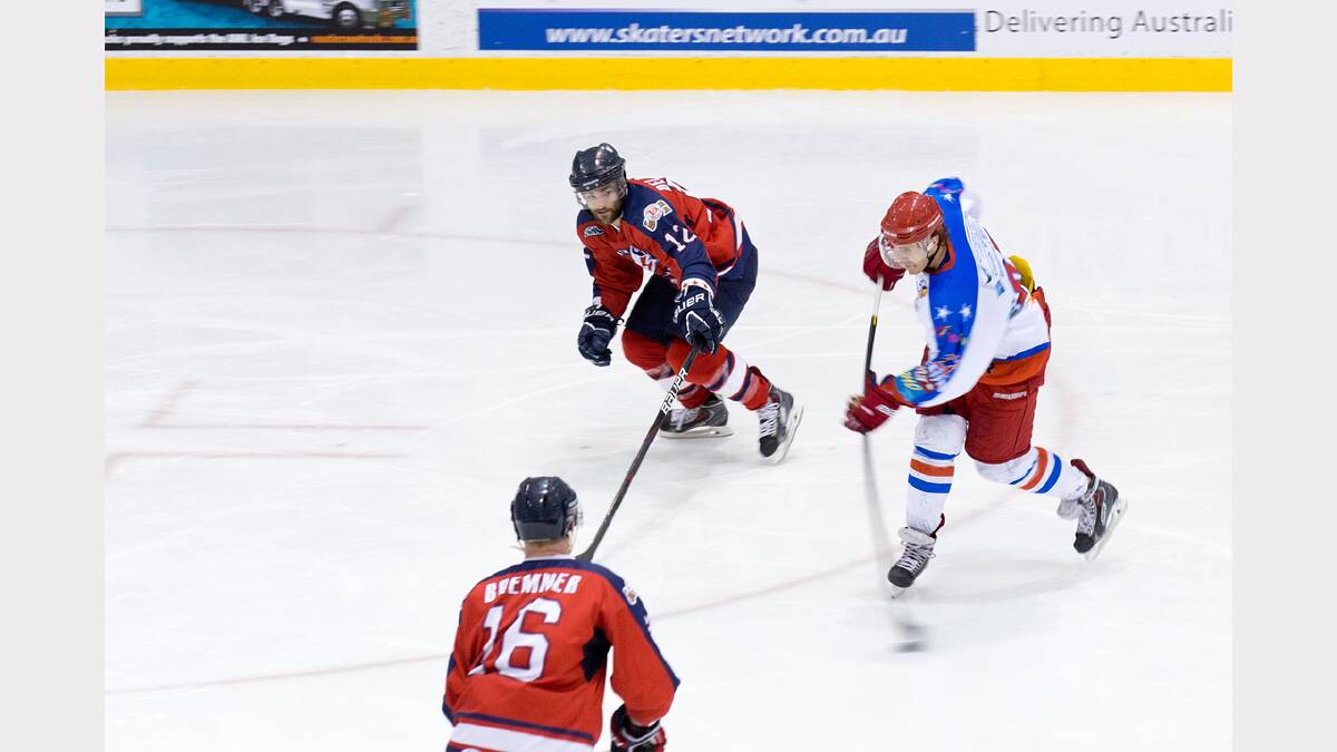 Action from the North Star's   6-1 semi final victory over Perth Thunder on Saturday night in Melbourne. The North Stars take on the Sydney Ice Dogs on Sunday afternoon in the Grand Final of the Australian Ice Hockey League. Picture: Mark Bradford'