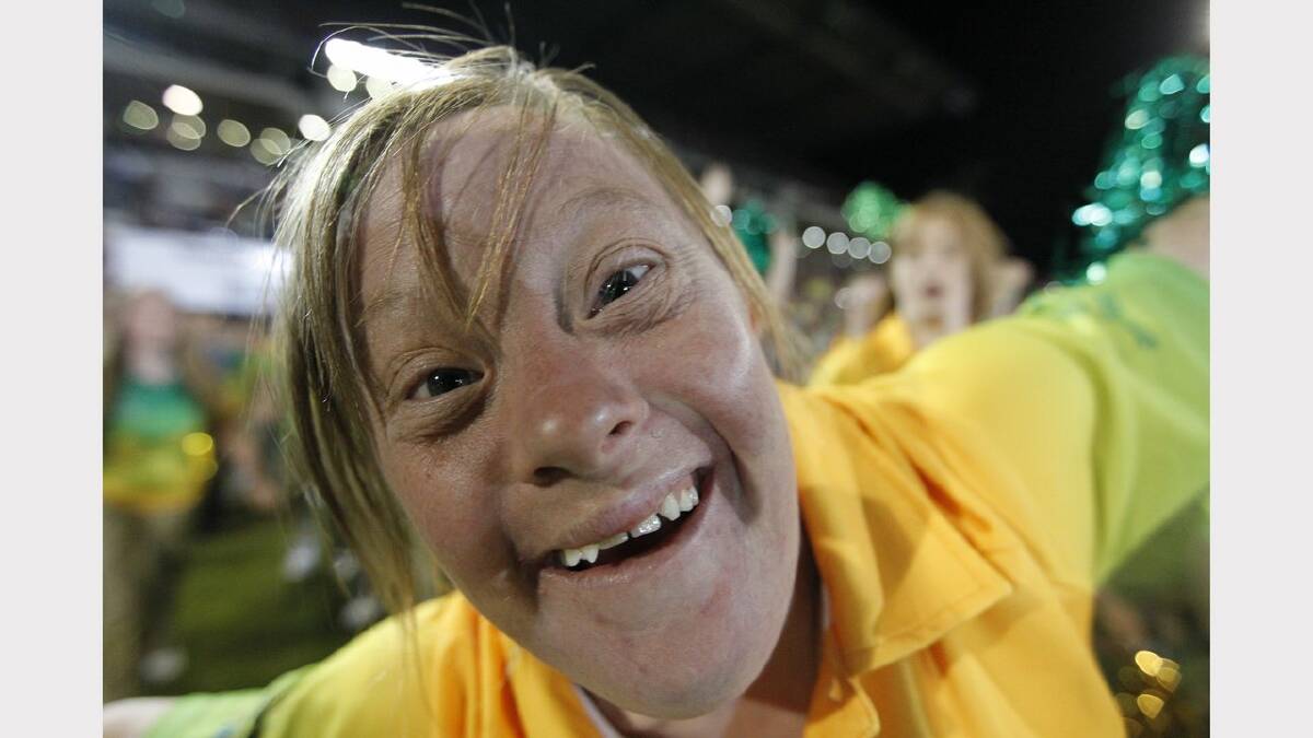 The opening ceremony of the Special Olympics on Sunday night.  Athletes from Australia arrive at the stadium. Picture Jonathan Carroll