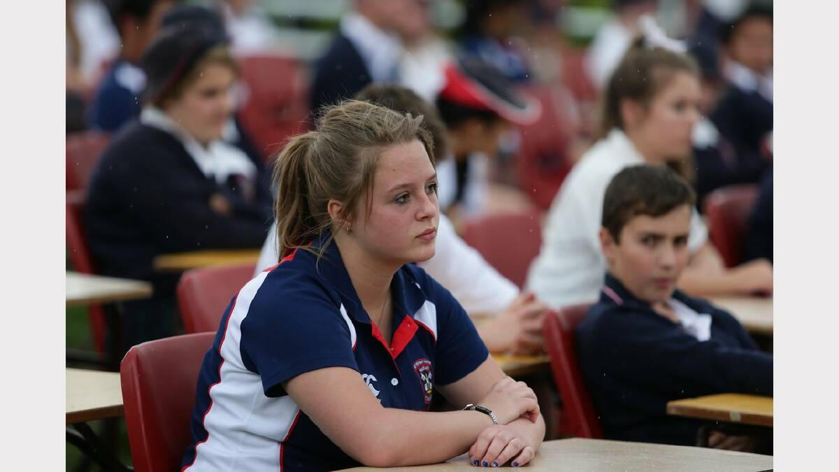  Students at St Peters Maitland participated in the school’s 2013 Social Justice Awareness Day  on Tuesday, highlighting  the plight suffered by asylum seekers in detention. Cassidy Rae Shadlow, Year 10.  Picture Ryan Osland.