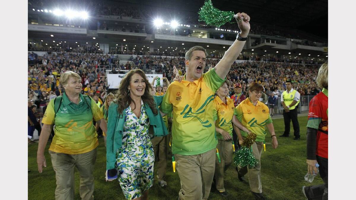 The opening ceremony of the Special Olympics on Sunday night.  Athletes from Australia arrive at the stadium.Picture Jonathan Carroll