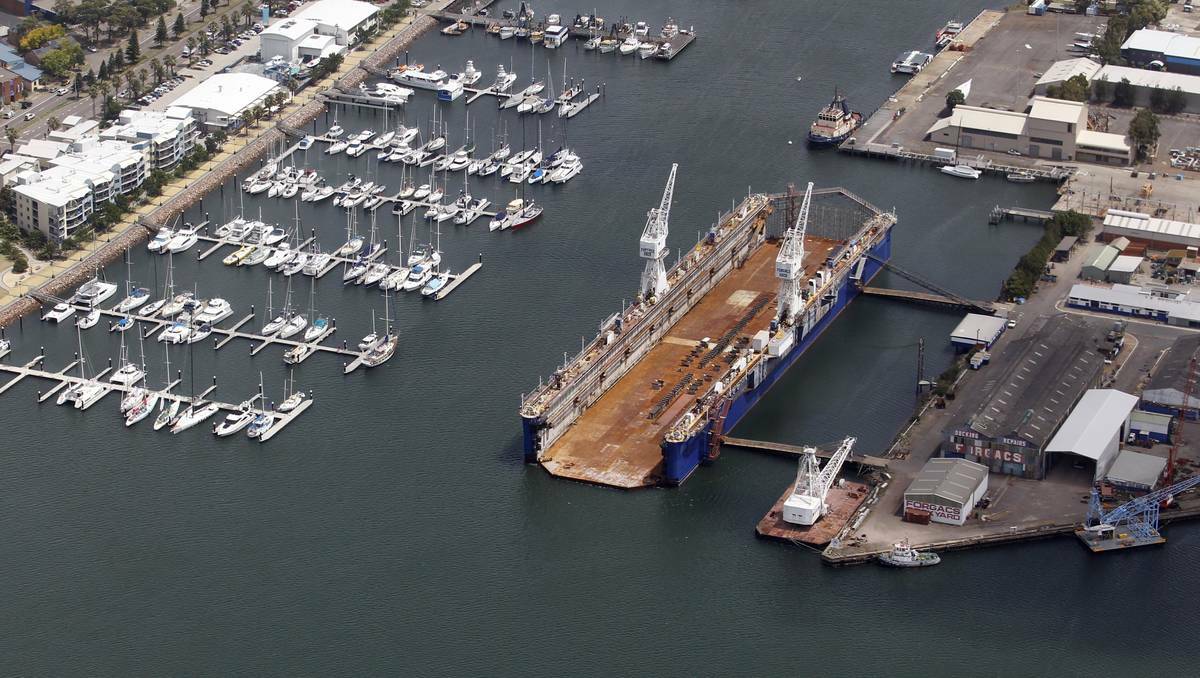 AERIAL: Newcastle’s floating dock Muloobinba may be headed to Singapore.  
