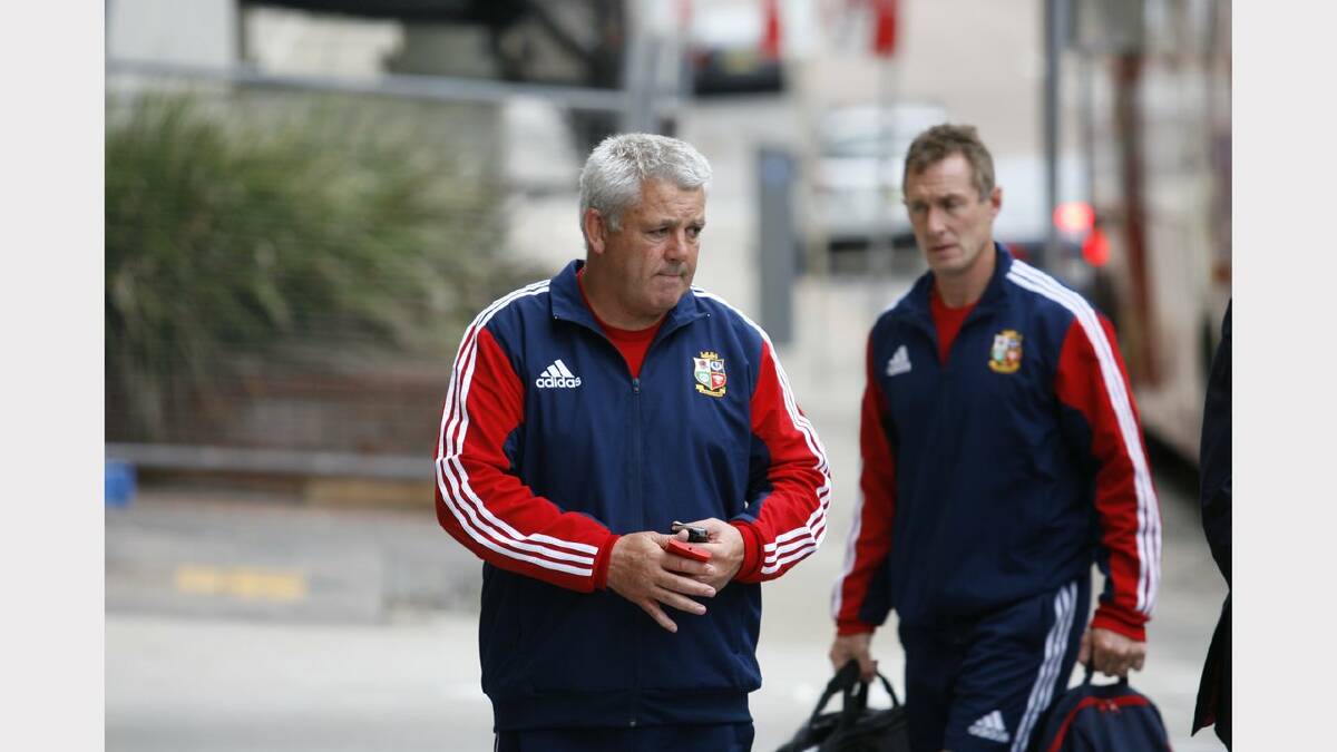British Lions arrive at Newcastle's Novotel ahead of their Tuesday game against Combined Country Team at Hunter Stadium. Head coach Warren Gatland. Picture: Peter Stoop 
