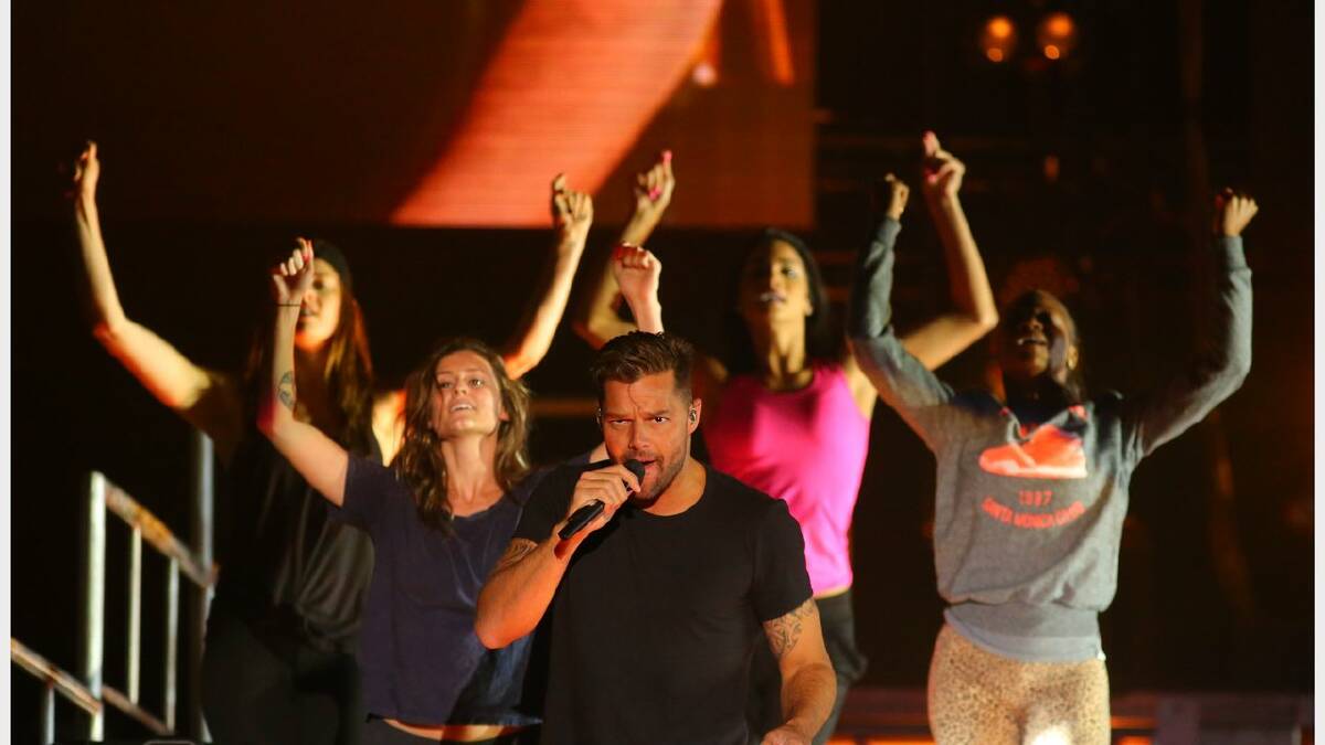 Ricky Martin rehearsing at the Newcastle Entertainment Centre on Monday. Picture: Peter Stoop