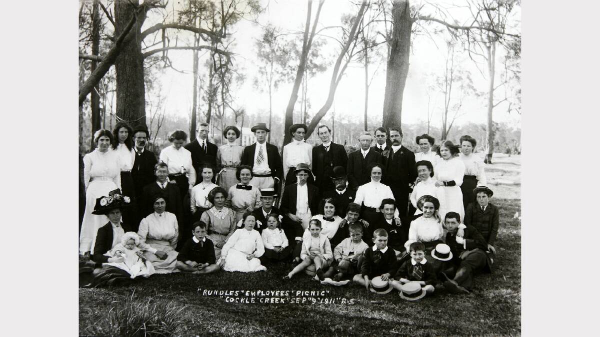 ARCHIVAL REVIVAL 1900s: Photographs from the Newcastle Herald's files. Employees of Rundles tailoring at a staff picnic at Cockle creek in 1911. 