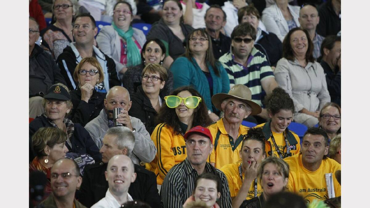 The opening ceremony of the Special Olympics on Sunday night. Aussie fans in the stands. Picture Jonathan Carroll