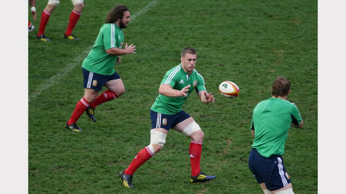 The Lions warm up at No.2 Sportsground on Monday. Picture GETTY IMAGES