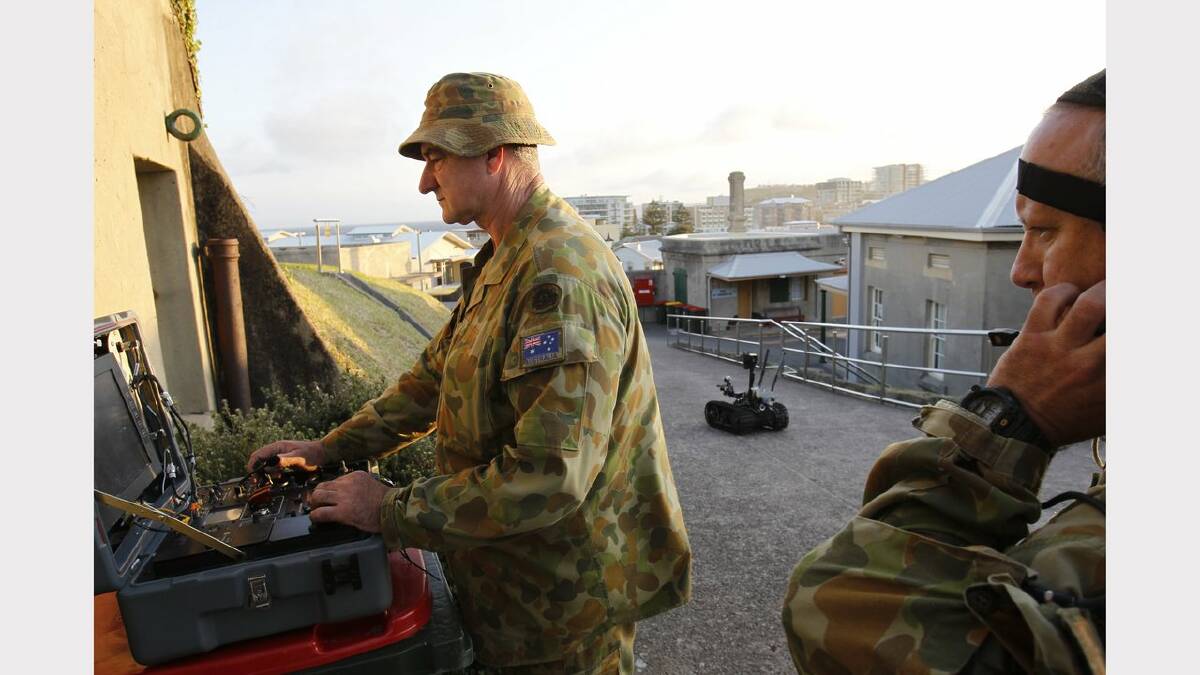 The Adamstown-based 8th Combat Engineer Regiment conducted a training exercise around the city on Saturday. Picture: Max Mason Hubers. 