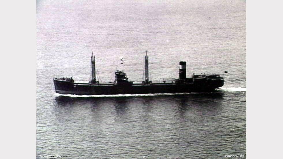 Australian cargo steamer SS Iron Knight circa 1940 whilst sailing along the East coast of Australia. The Steamer, built in 1937, was en route from Whyalla to Newcastle with a load of iron ore when it was torpedoed and sunk by a Japanese submarine in 1943.
