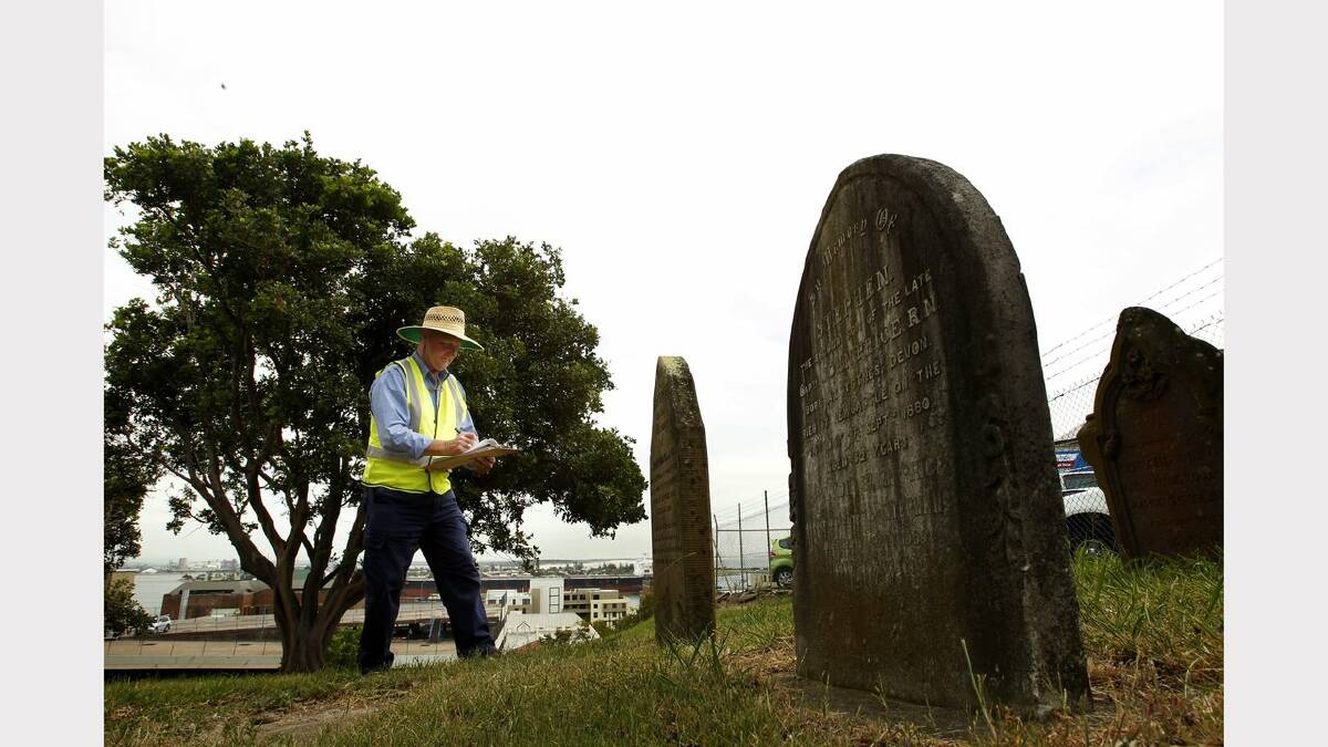 Newcastle City Council project officer Mark Woolley shows the recent works near completion in the Cathedral Park, The Hill.  Picture Darren Pateman