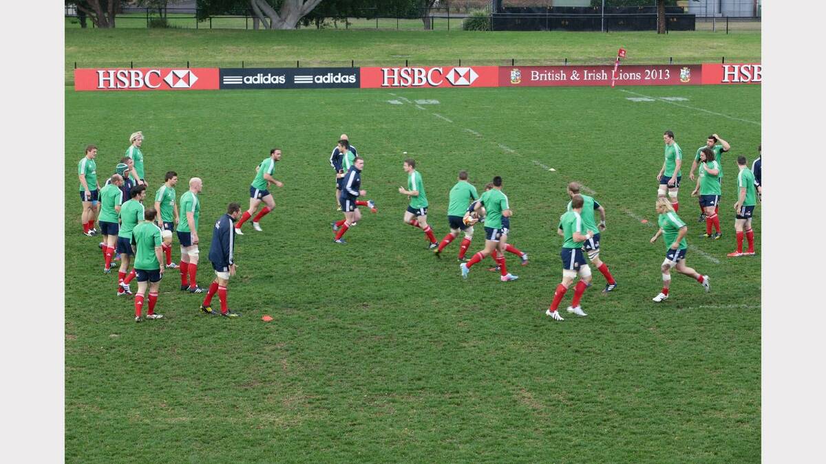 The Lions gather during the British and Irish Lions captain's run held at No. 2 Sports Ground on June 10, 2013 in Newcastle. Picture GETTY IMAGES