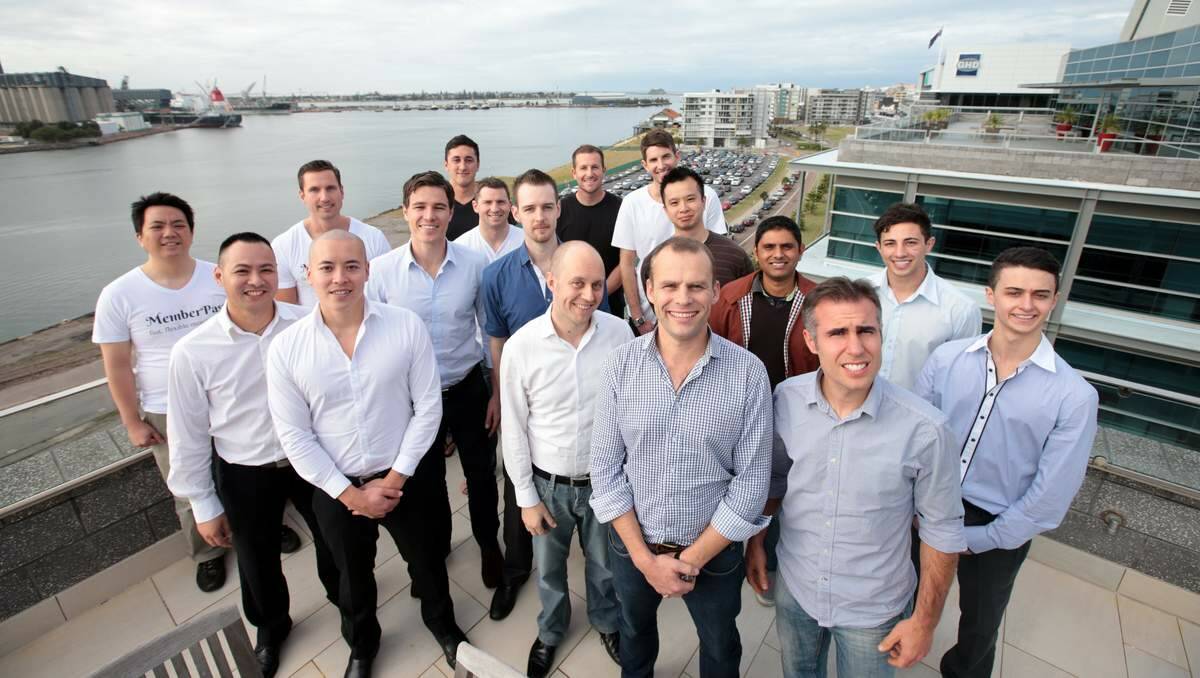 MY WEBSITE RULES: Representatives of the first eight finalist companies to gain funding from Slingshot for their innovative high-tech business ideas.  Picture: Dean Osland