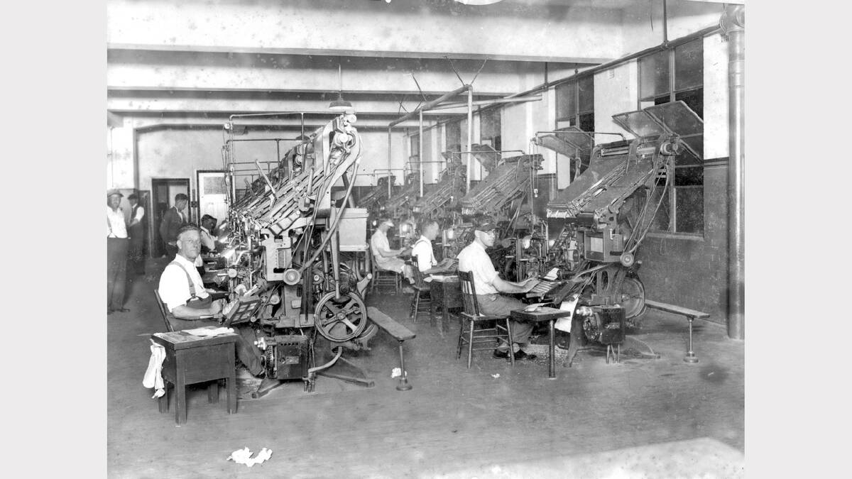 ARCHIVAL REVIVAL 1900s: Photographs from the Newcastle Herald's files.  Newcastle Morning Herald Newcastle Newspapers Compositors on linotype matches in the days of hot metal typesetting machines. 