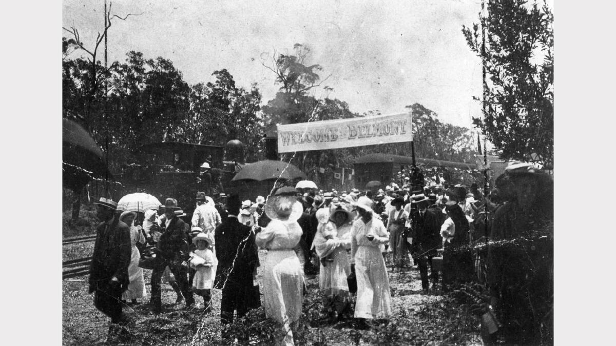 ARCHIVAL REVIVAL 1900s: Photographs from the Newcastle Herald's files. The first steam train to arrive in Belmont, in around 1916. 