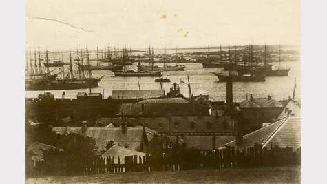 ARCHIVAL REVIVAL 1900s: Photographs from the Newcastle Herald's files.  Newcastle Harbour crowded with sailing ships about 1900.