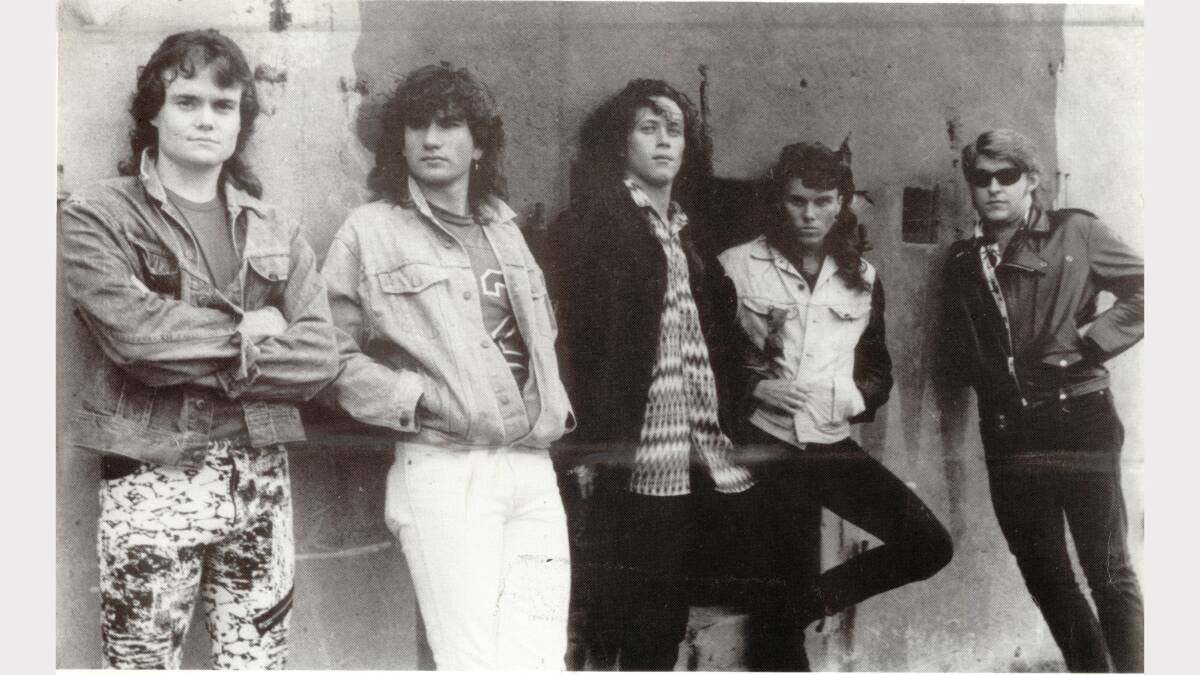 ORIGINAL: The Screaming Jets, in 1989, were Brad Heaney (drums), Richard Lara (guitar),  Dave Gleeson (vocals), Grant Walmsley (guitar) and Paul Woseen (bass).
