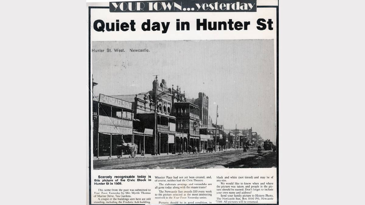 ARCHIVAL REVIVAL 1900s: Photographs from the Newcastle Herald's files. Civic Block Hunter St in 1909.