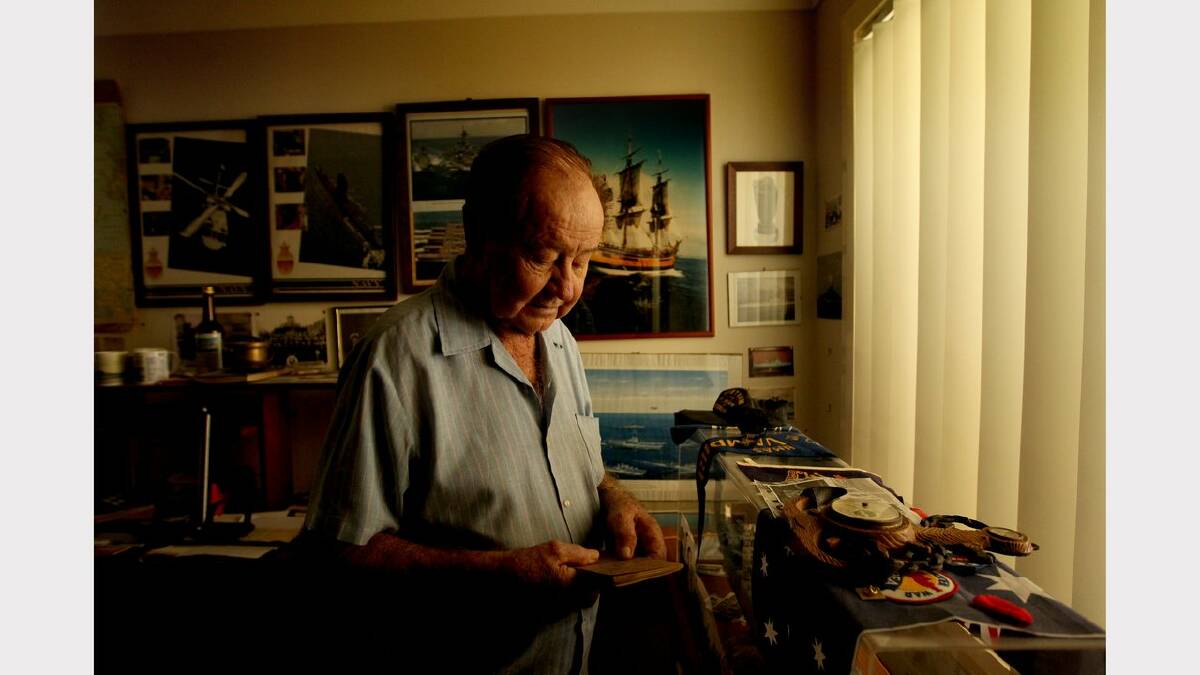Retired Australian Navy engineer John Quinn at home in his memorabilia room. He was exposed to the Montebello nuclear test in 1952. Picture Ryan Osland 