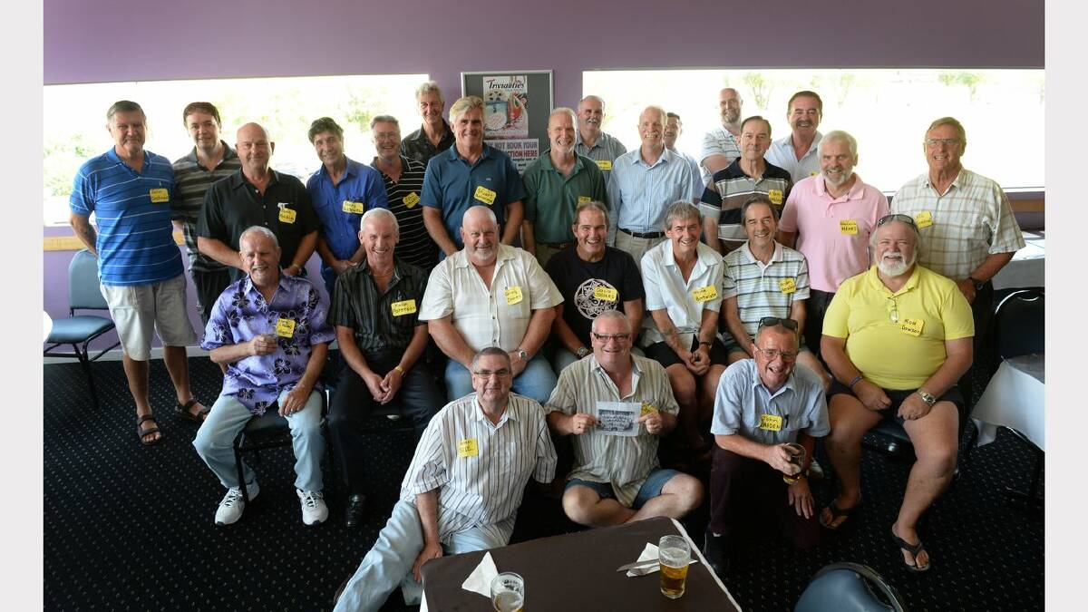 NOW: Old boys of New Lambton Public School class of 3B from 1963-64.    Picture: Marina Neil 