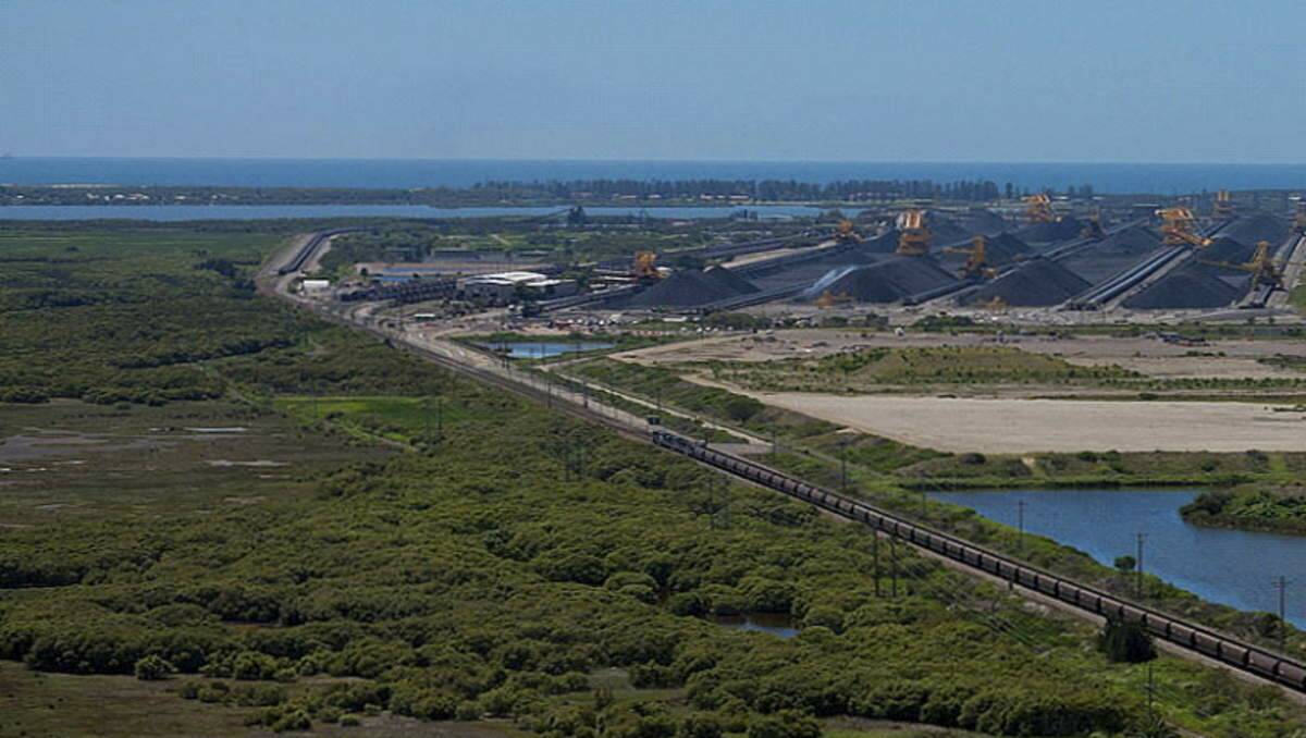 The proposed T4 coal loader site in Newcastle adjacent to existing loaders and wetland areas.  