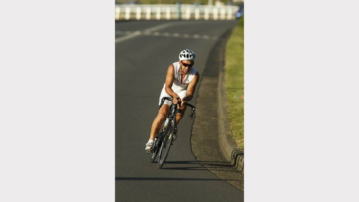 ENERGY: Action from the Sparke Helmore NBN Triathlon in Newcastle on Sunday.  runner up of the Olympic Distance Triathlon race, Tim Lang, during the cycling leg of the race. Picture Max Mason Hubers.