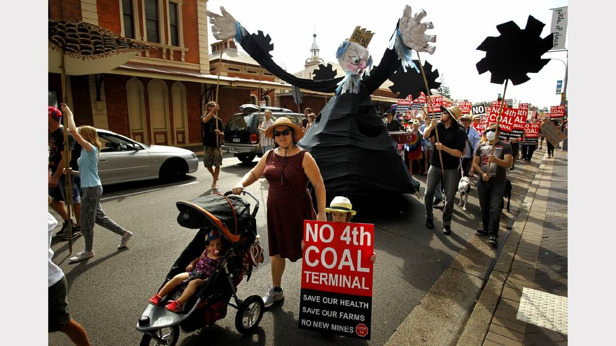 Action from the rally against the T4 coal-loader. Picture Marina Neil