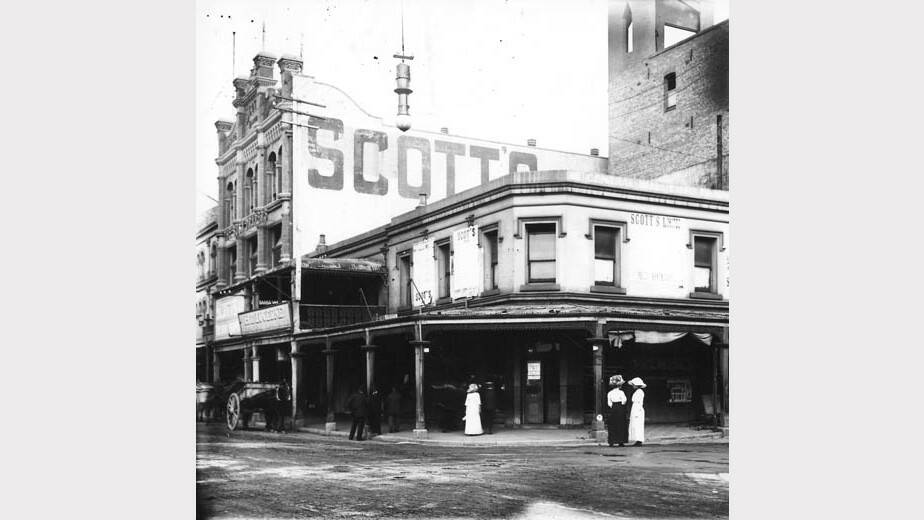 ARCHIVAL REVIVAL 1900s: Photographs from the Newcastle Herald's files.  The corner of Hunter and Brown streets, Newcastle before the construction of the expanded Scotts building in 1908. 