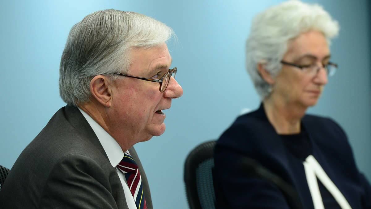 LISTENING: Justices Peter McClellan and Jennifer Coate at  the public hearing at the Royal Commission into child sex abuse.  Picture: Jeremy Piper