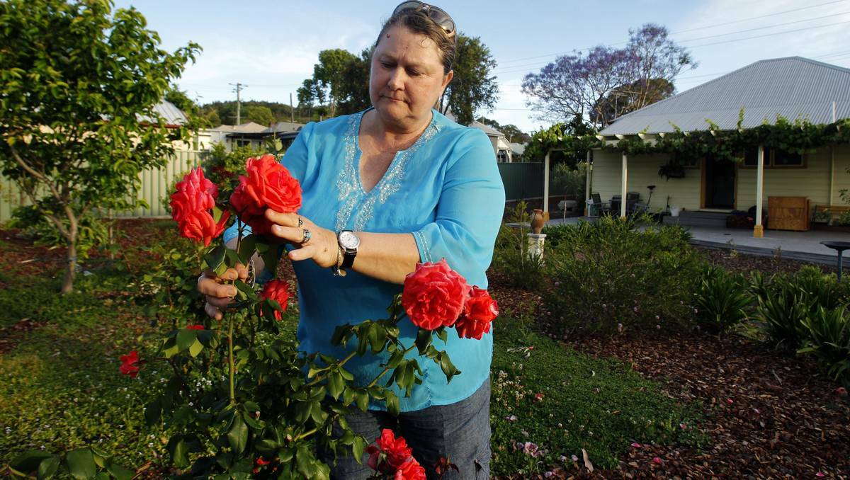 CONTAMINATED: Boolaroo resident Jan Bartlett in her prized  garden.  Picture: Max Mason-Hubers 