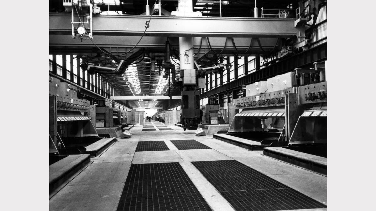 A section of the completed number 3 potline, Alcan aluminium smelter at Kurri Kurri. October 1984.  