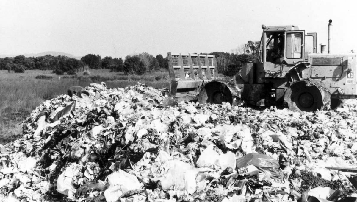 DESECRATED: Sandgate tip rubbish being pushed into swampland in a period from 1972-1995  when millions of tons of  refuse was dumped.   