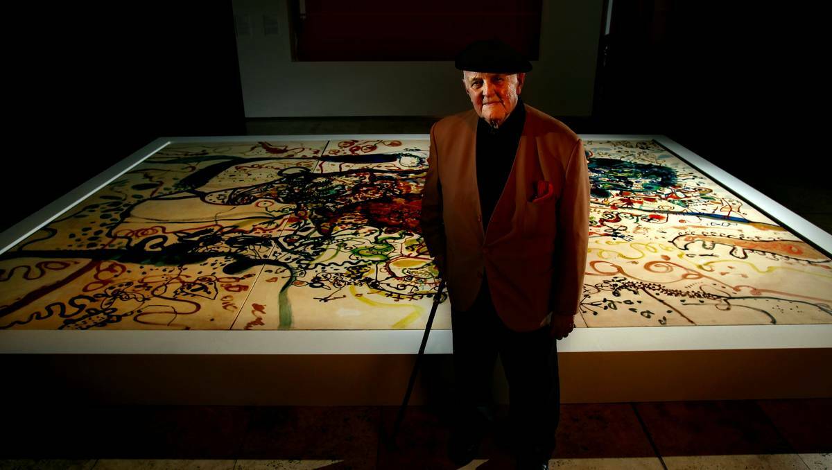 OLD WINE: Artist John Olsen, whose mural The sea sun of 5 bells  is included in  Almanac, a Museum of Contemporary Art travelling exhibition. PICTURE: SIMONE DE PEAK