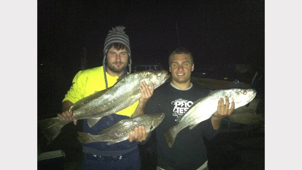 JEW BEAUTY: Dane and Joab Shepherd catching a few jew  in Lake Macquarie. stoked! 