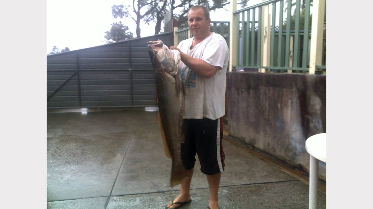 GOOD ONE: Rick Martens with his 12kg jewie hooked in the Hunter River.