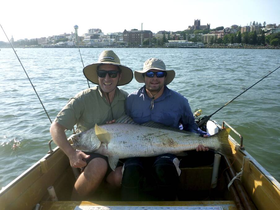 BIG FELLA: Adam Janik. Submitted 20/01/13. With a series of photos of a  90cm, 18kg jew hooked in Newcastle Harbour on January 19.
