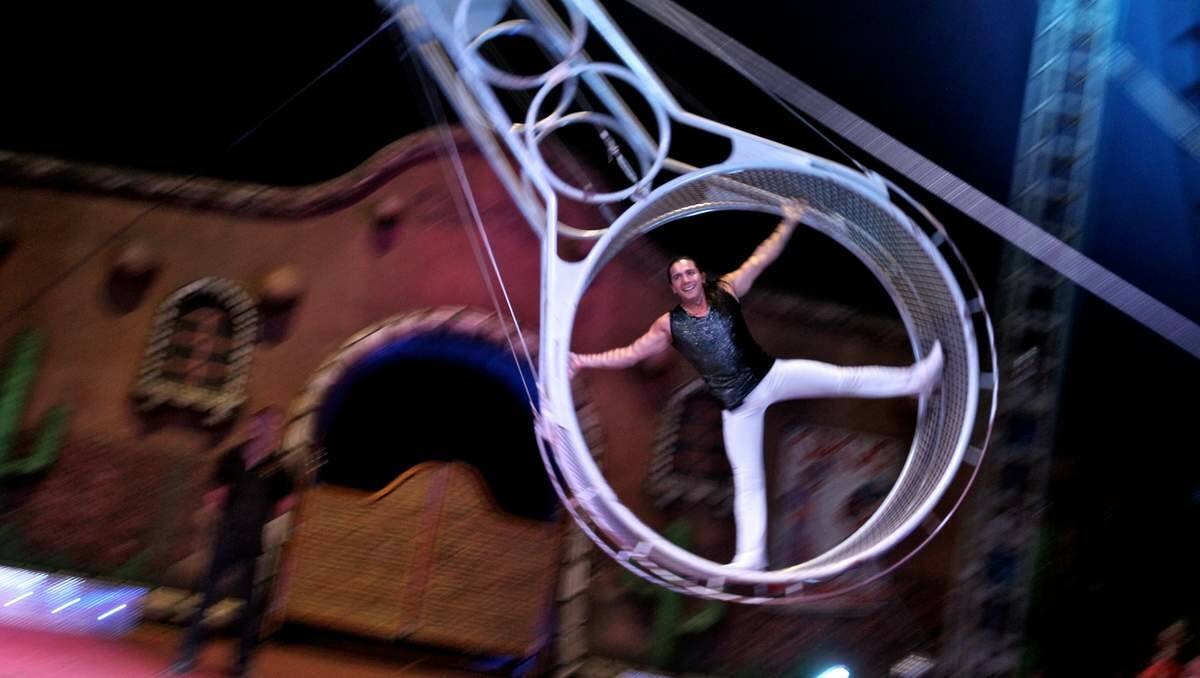 MAIN ACT: The Wheel of Death is a highlight of the Webers Circus. Picture: Ben Rushton