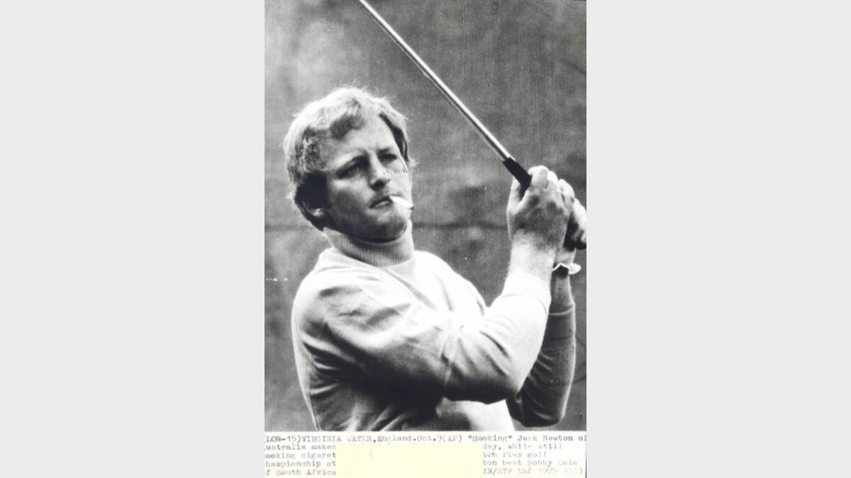 A smoking Jack Newton during the Piccadilly World Match Play golf championship in 1975.