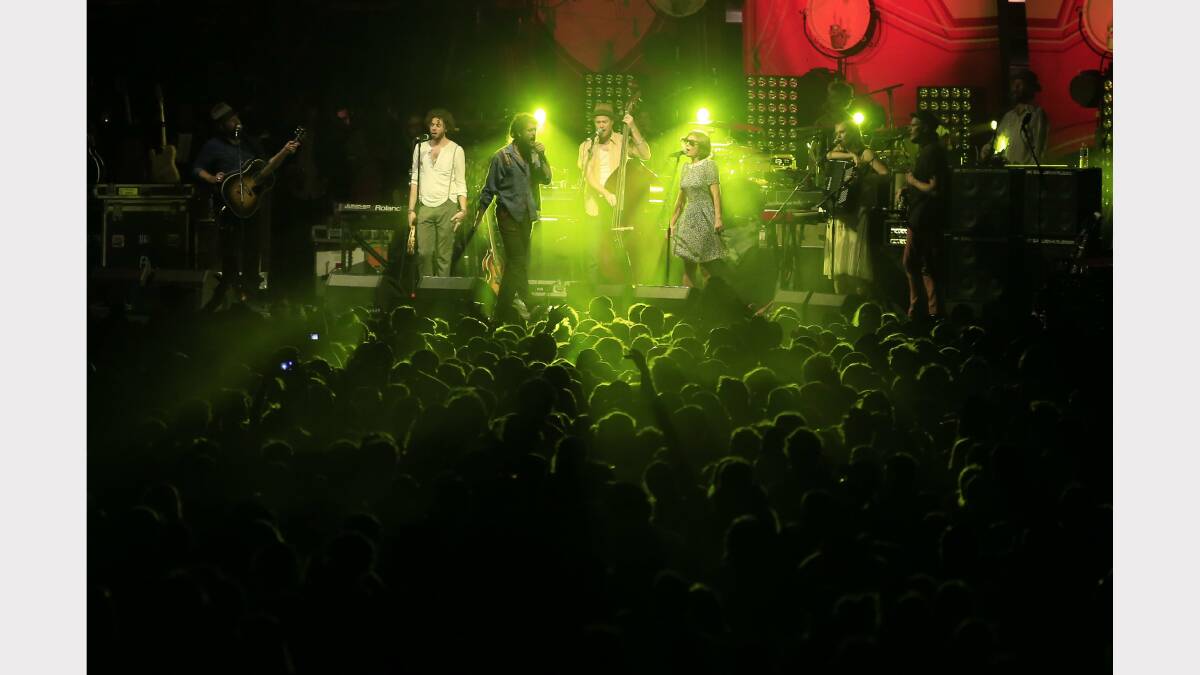 Edward Sharpe and the Magnetic Zeros at the Gentlemen of the Road festival at Dungog on Saturday. Picture: Peter Stoop