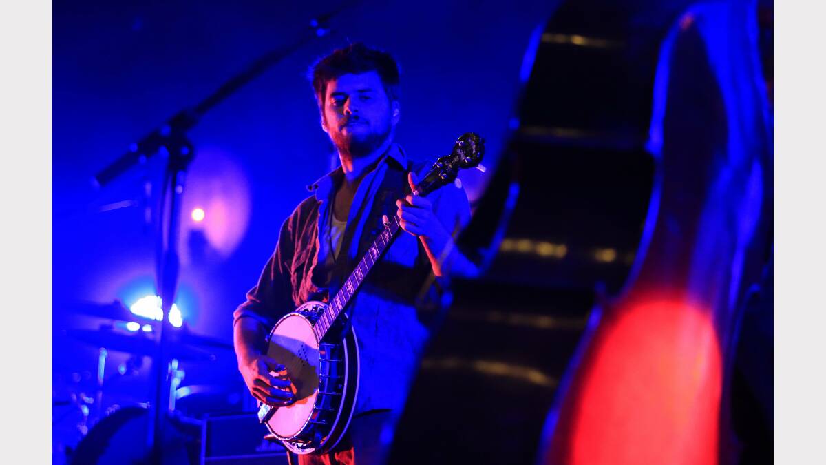 Mumford & Sons perform at the Gentlemen of the Road festival at Dungog on Saturday. Picture: Peter Stoop