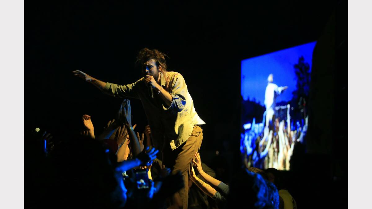 Edward Sharpe and the Magnetic Zeros at the Gentlemen of the Road festival at Dungog on Saturday. Picture: Peter Stoop