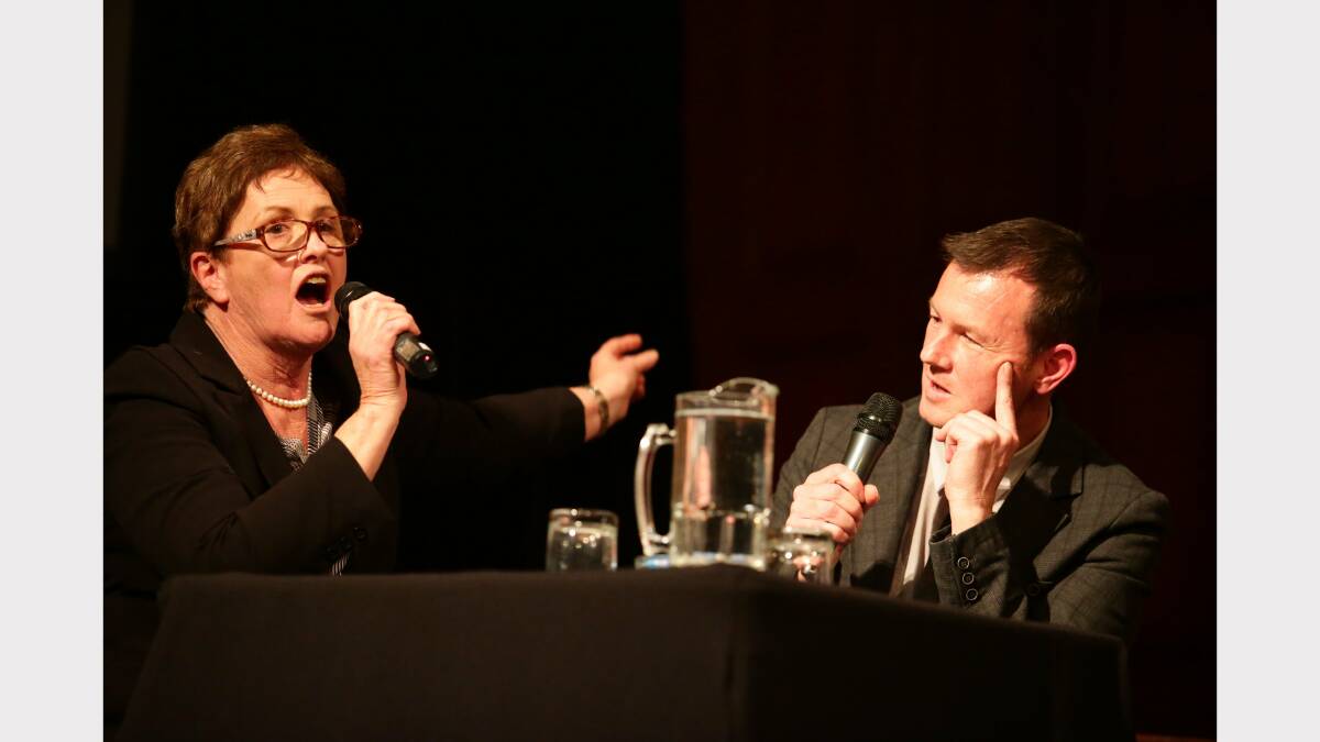 FEDERAL FORUM: Jill Hall responds to a question from the Herald's Jason Gordon. Picture: Peter Stoop