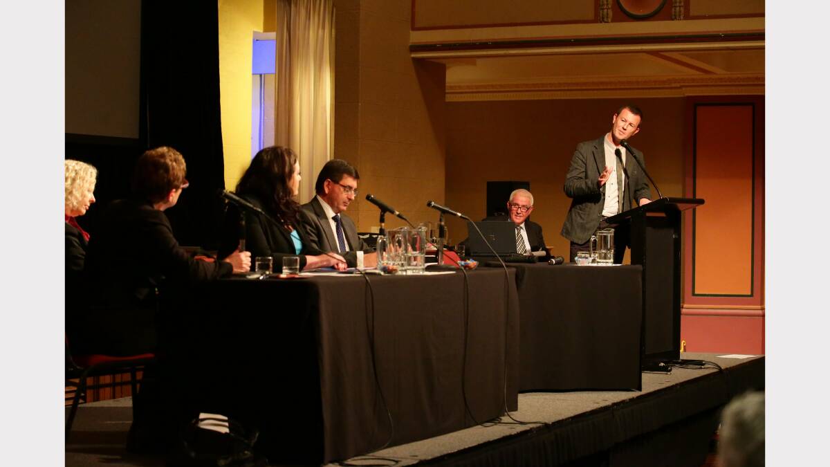 FEDERAL FORUM: The Herald's Jason Gordon questions the candidates. Picture: Peter Stoop