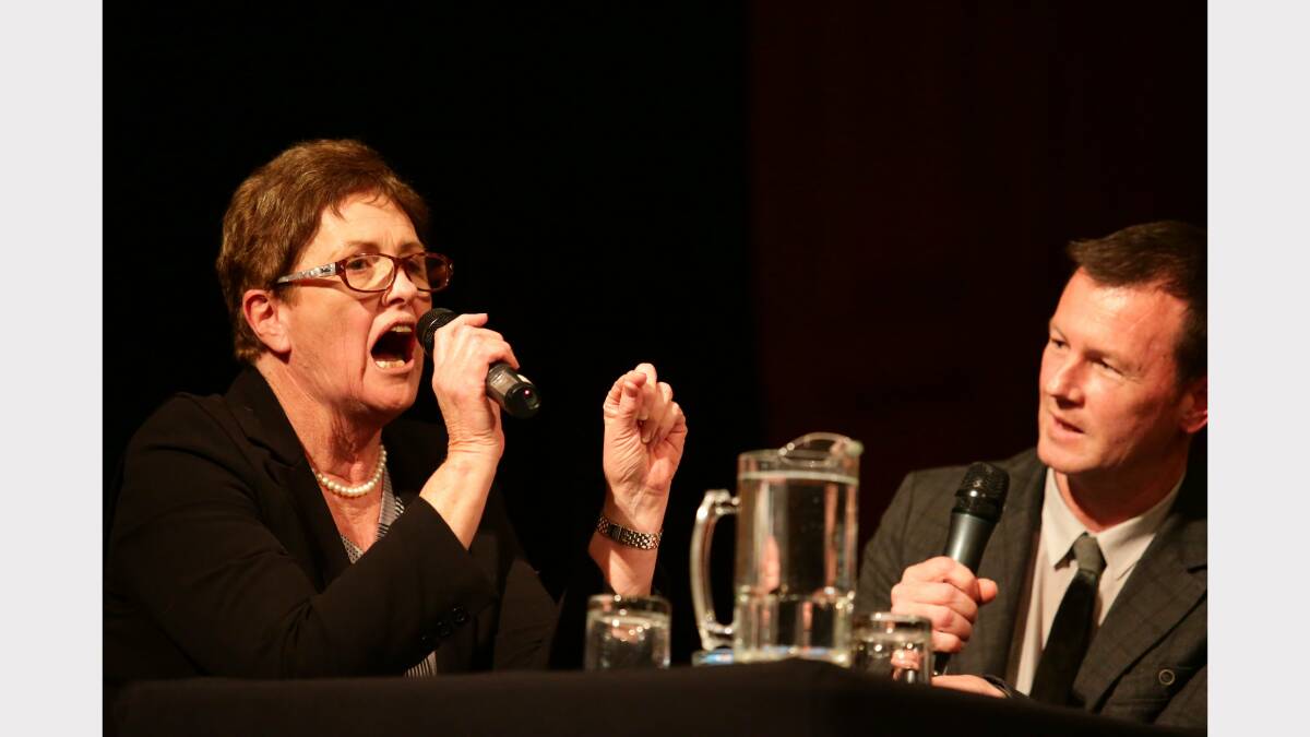 FEDERAL FORUM: Jill Hall responds to a question from the Herald's Jason Gordon. Picture: Peter Stoop